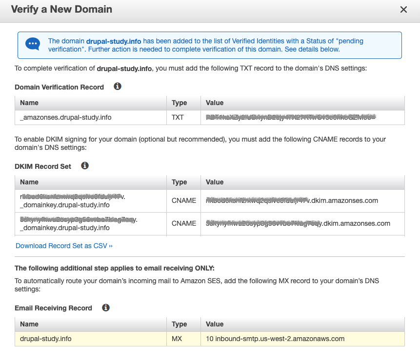 SES Verify New Domain